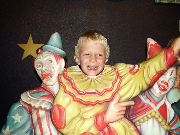 Photo: A child dressed as a clown.